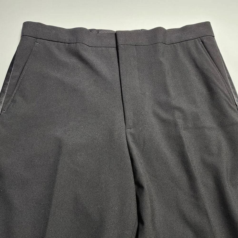 J. Ferrar Men's Black Tuxedo Slim Fit Dress Pants W/ Satin Striped - Size 32x34